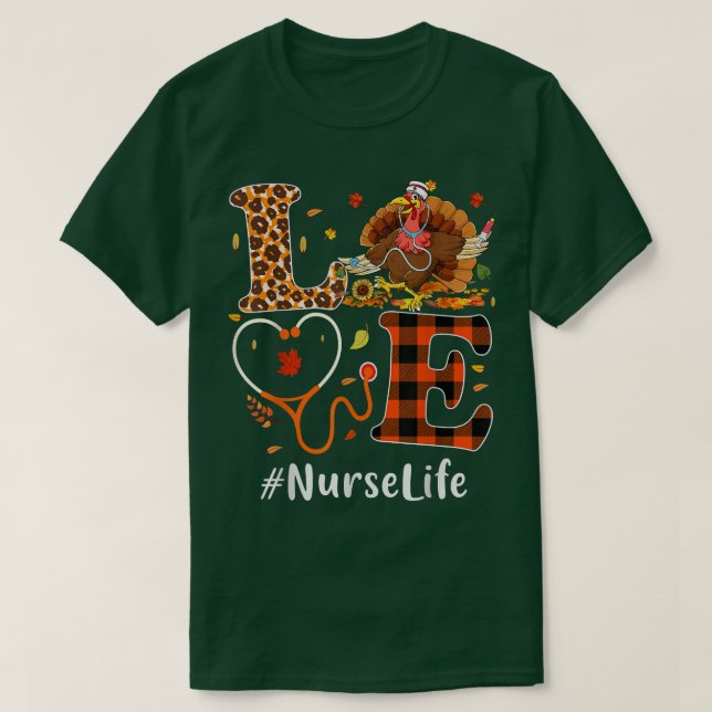 Nurse Liebe Erntedank Leopard Stethoscope Funny  T-Shirt (Design vorne)