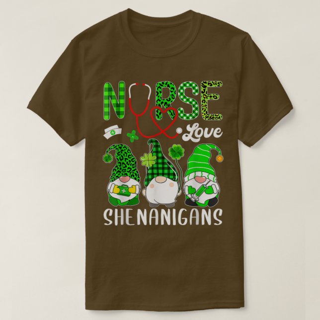 Nurse Liebe Shenanigans Funny Gnomes St Patricks D T-Shirt (Design vorne)