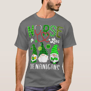 Nurse Liebe Shenanigans Funny Gnomes St Patricks D T-Shirt