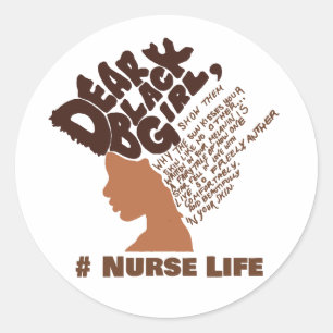 Nurse Life Black Girl Black Runder Aufkleber