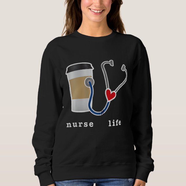 Nurse Life Geschenk Kaffee Lover Stethoscope Graph Sweatshirt (Vorderseite)