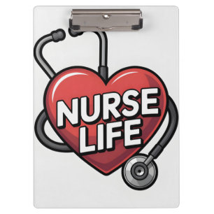 "Nurse Life" Grafikdesign mit Herz Klemmbrett