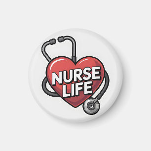"Nurse Life" Grafikdesign mit Herz Magnet