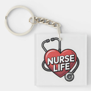 "Nurse Life" Grafikdesign mit Herz Schlüsselanhänger