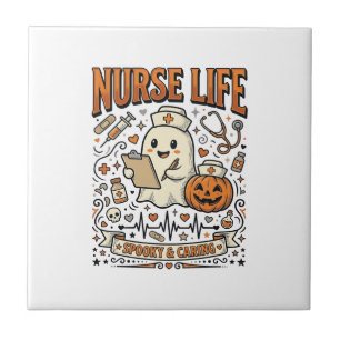 Nurse Life Halloween-Geist-Kürbis-Vintage-Shirt D Fliese