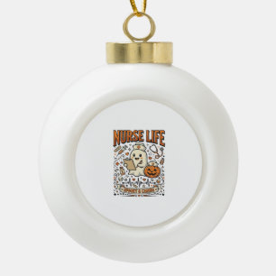 Nurse Life Halloween-Geist-Kürbis-Vintage-Shirt D Keramik Kugel-Ornament