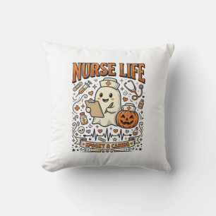 Nurse Life Halloween-Geist-Kürbis-Vintage-Shirt D Kissen