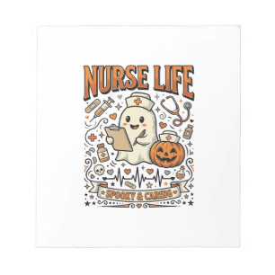 Nurse Life Halloween-Geist-Kürbis-Vintage-Shirt D Notizblock