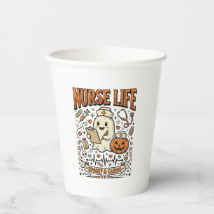 Nurse Life Halloween-Geist-Kürbis-Vintage-Shirt D Pappbecher
