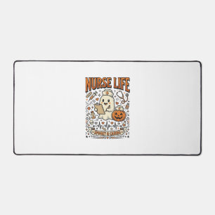 Nurse Life Halloween-Geist-Kürbis-Vintage-Shirt D Schreibtischunterlage