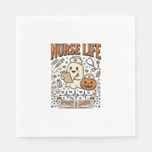 Nurse Life Halloween-Geist-Kürbis-Vintage-Shirt D Serviette