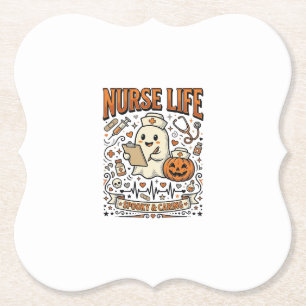 Nurse Life Halloween-Geist-Kürbis-Vintage-Shirt D Untersetzer