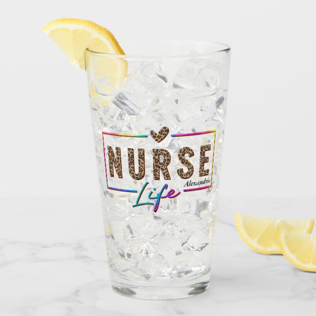 "Nurse Life" in eleganten Regenbogenfarben Glas (Vorderseite Ice)