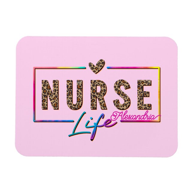"Nurse Life" in eleganten Regenbogenfarben Magnet (Horizontal)