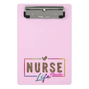 "Nurse Life" in eleganten Regenbogenfarben Mini Klemmbrett