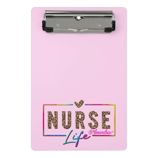 "Nurse Life" in eleganten Regenbogenfarben Mini Klemmbrett (Vorderseite)