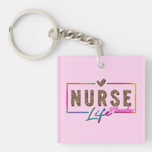 "Nurse Life" in eleganten Regenbogenfarben Schlüsselanhänger