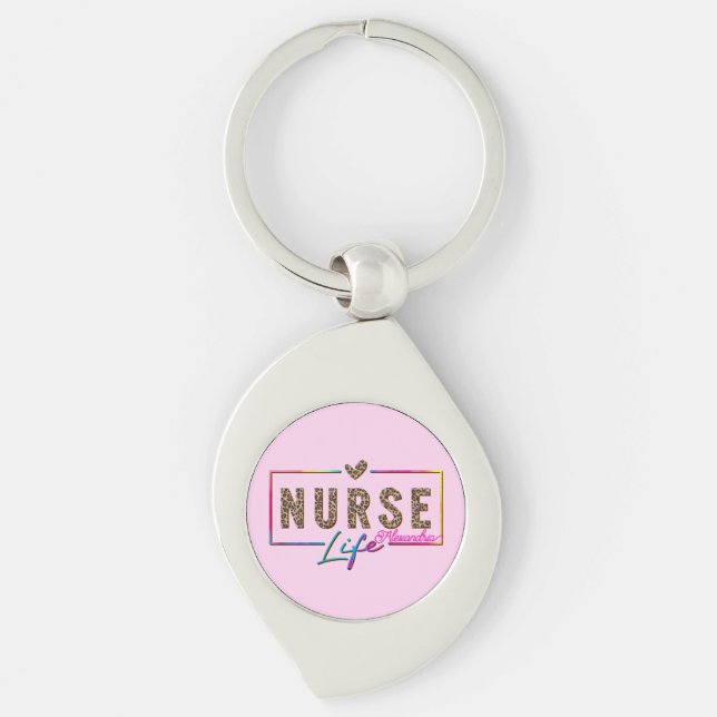 "Nurse Life" in eleganten Regenbogenfarben Schlüsselanhänger (Vorderseite)
