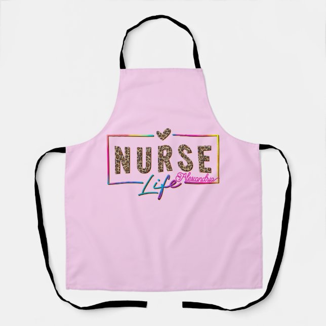 "Nurse Life" in eleganten Regenbogenfarben Schürze (Vorderseite)