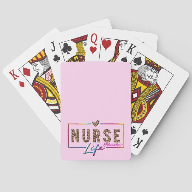 "Nurse Life" in eleganten Regenbogenfarben Spielkarten (Rückseite)