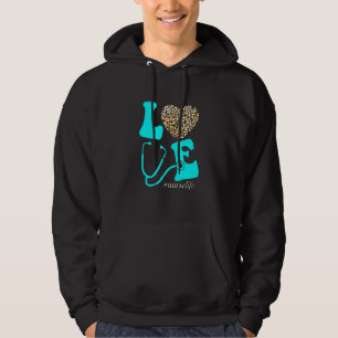 Nurse Life Rn Lpn Cna Schule Cheetah Herz Leopard Hoodie