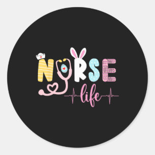 Nurse Life Stethoscope Niedlich Ostern Frauen Gir Runder Aufkleber