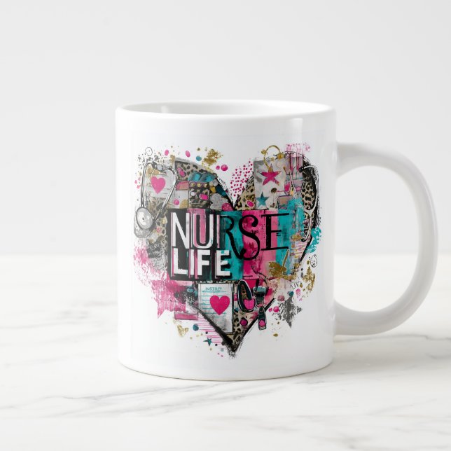 Nurse Life Valentine–Heart-Shaped Medical Jumbo-Tasse (Rechts)