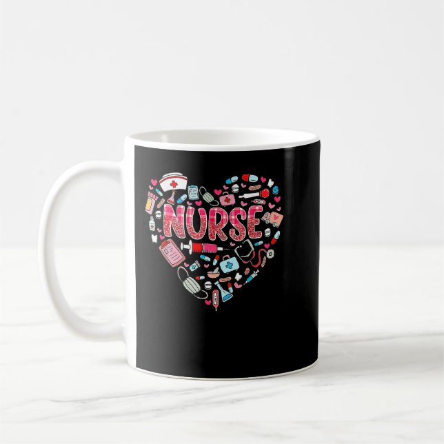 Nurse Life Valentinstag Stethoscope ER ICU NICU Kaffeetasse (Links)