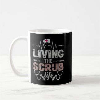 Nurse Living The Scrub Life Heartbeat Stethoscope Kaffeetasse