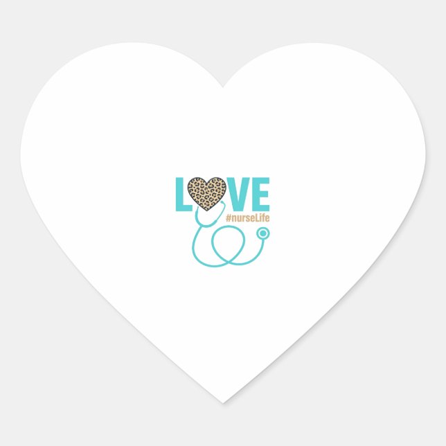 Nurse Love Leopard Stethoscope Vector Design_1 Herz-Aufkleber (Vorderseite)