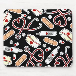 Nurse Love Print Black Mousepad