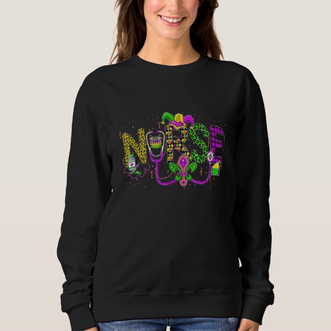 Nurse Mardi Gras Scrub Top RN ICU PACU NICU ER CNA (Vorderseite)