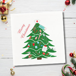Nurse Merry Christmas Tree Serviette