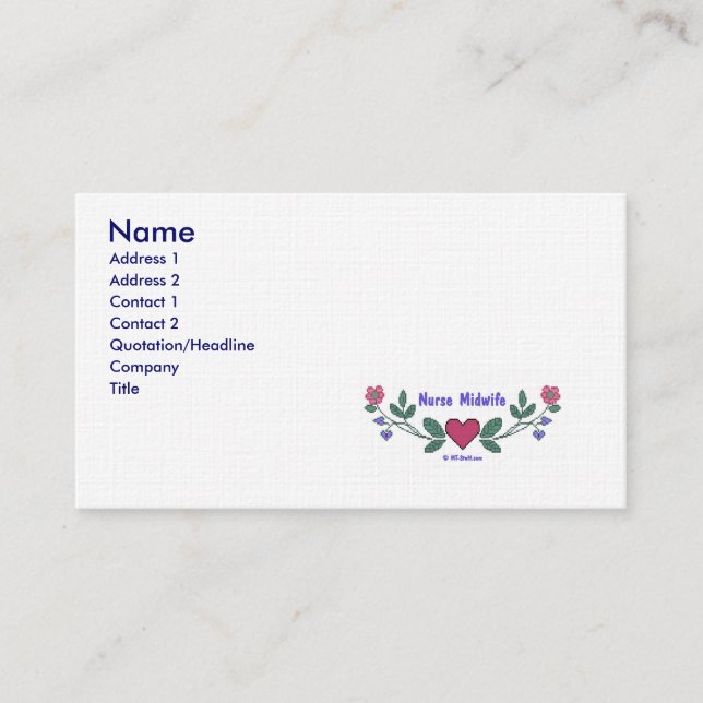 Nurse Midfrau Business Card Visitenkarte (Vorderseite)