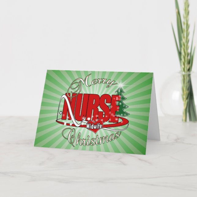 NURSE MIDWIFE CHRISTMAS FEIERTAGSKARTE (Vorderseite)