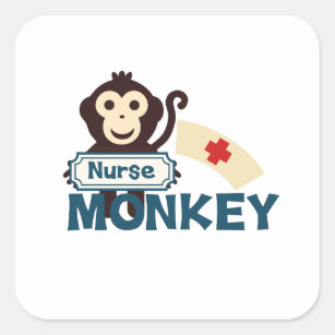 Nurse Monkey Quadratischer Aufkleber