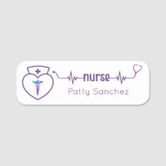 Nurse Name Plate Abzeichen Minimalistisch Lila Mod Namensschild