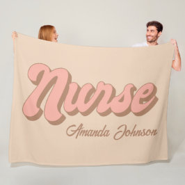 Nurse Name Retro Large Custom Fleece Blanket
