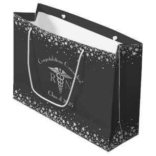 Nurse Nursing School Graduation Party Gray Silver Große Geschenktüte