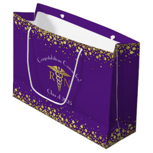 Nurse Nursing School Graduation Party Lila Gold Große Geschenktüte