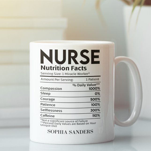 Nurse Nutrition Facts, funny Nurse Kaffeetasse (Von Creator hochgeladen)