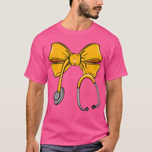 Nurse Orange Bow Stethoscope Registered Nurse Doct T-Shirt (Vorderseite)