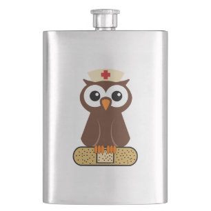 Nurse Owl (w/bandaid) Flachmann