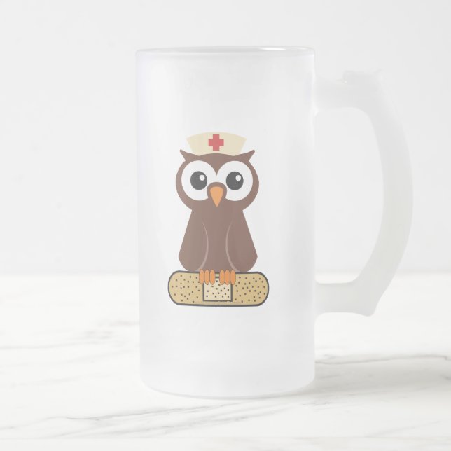 Nurse Owl (w/bandaid) Mattglas Bierglas (Rechts)