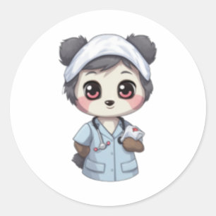 Nurse Panda Runder Aufkleber