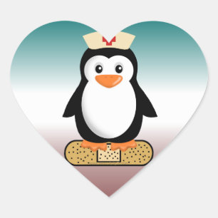 Nurse Penguin (ohne Bandaid) Herz-Aufkleber