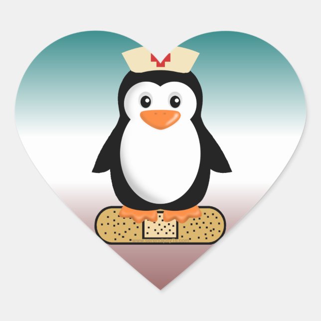 Nurse Penguin (ohne Bandaid) Herz-Aufkleber (Vorderseite)