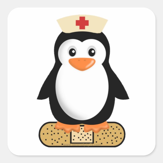 Nurse Penguin (ohne Bandaid) Quadratischer Aufkleber (Vorderseite)