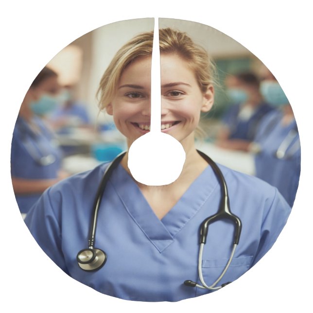 Nurse Photo Customize Personalize Polyester Weihnachtsbaumdecke (Vorderseite)