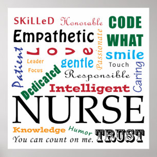 NURSE Poster Art WORDS BESCHREIBEN NURSES RN
